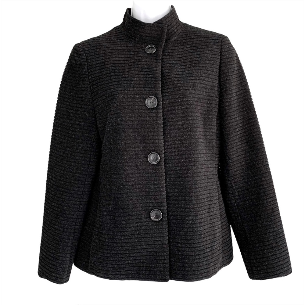 Akris Punto Stand Collar Ribbed Jacket Gray Size 8 - Picture 4 of 15